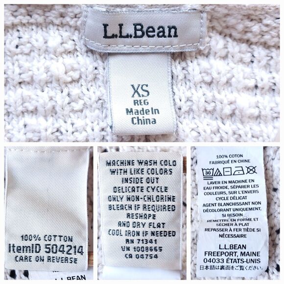 Vintage LL Bean Cardigan Sweater Womens XS Open Front Cream Oatmeal Chunky Knit - Picture 4 of 11